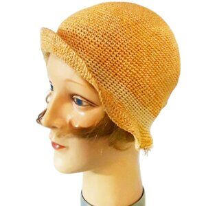A True Antique Vintage 1920s Flapper Orange Crocheted Cloche Sport Hat